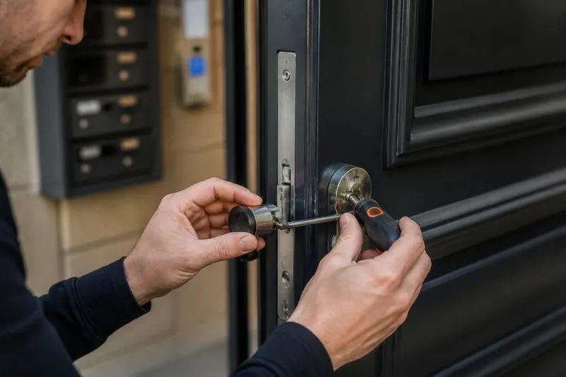 Que peut modifier un résident concernant la serrure de la porte d’entrée en copropriété