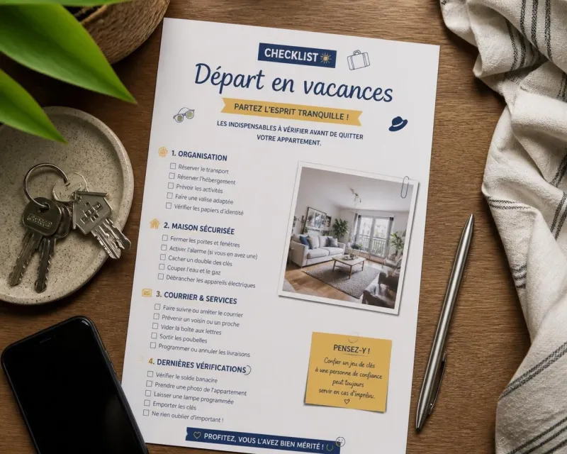 découvrez une checklist simple et efficace pour sécuriser votre appartement avant de partir en vacances, afin de protéger vos biens et partir l'esprit tranquille.
